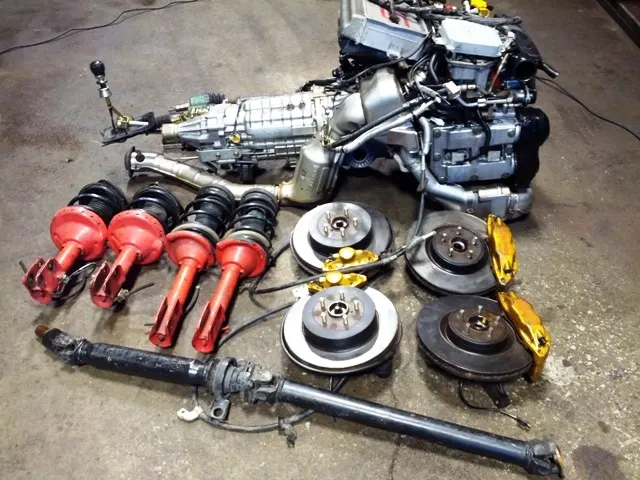 JDM SUBARU WRX STI VERSION 8 EJ20T MOTOR TWIN SCROLL TURBO VF37 MT 6 SPEED DCCD TRANSMISSION ECU WIRING BREMBO KIT SUSPENSION product image